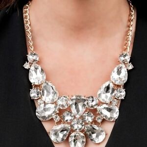 Paparazzi Gold and Silver Statement Necklace with Sparkling Crystals
